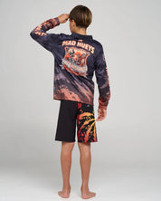 THE MAD HUEYS CAPTAIN TWO FACED YOUTH UPF 50 FISHING JERSEY KIDS SUN SHIRT BLACK