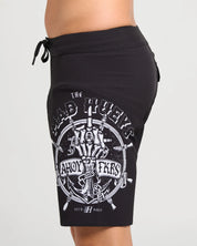 THE MAD HUEYS CHAIN FKRS MENS 19 INCH BOARDSHORT BLACK SURF SWIM SHORTS