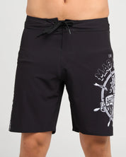 THE MAD HUEYS CHAIN FKRS MENS 19 INCH BOARDSHORT BLACK SURF SWIM SHORTS
