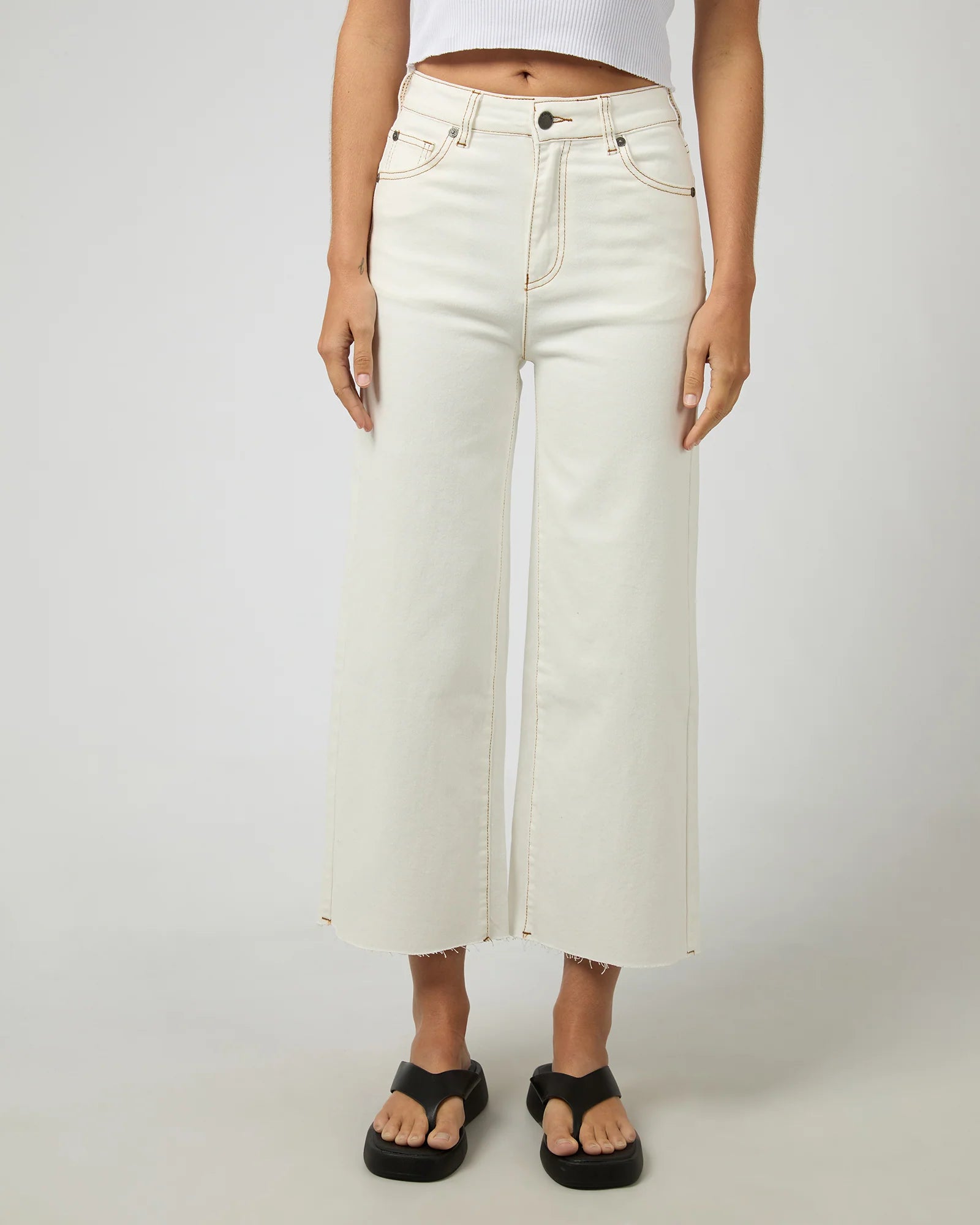 ALL ABOUT EVE CHARLIE HIGH RISE WIDE LEG JEAN VINTAGE WHITE WOMENS DENIM