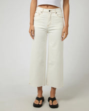 ALL ABOUT EVE CHARLIE HIGH RISE WIDE LEG JEAN VINTAGE WHITE WOMENS DENIM