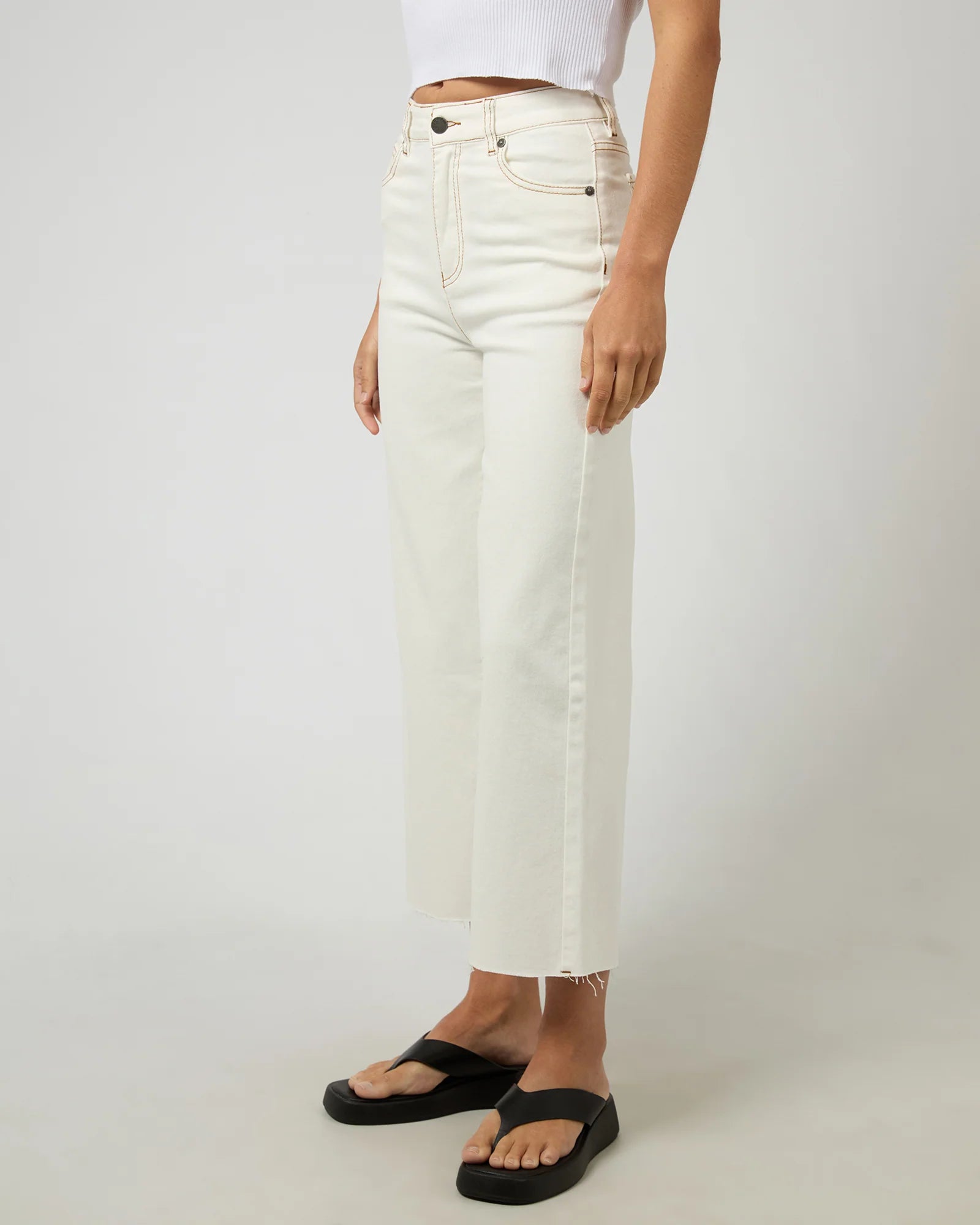 ALL ABOUT EVE CHARLIE HIGH RISE WIDE LEG JEAN VINTAGE WHITE WOMENS DENIM