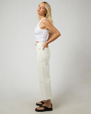ALL ABOUT EVE CHARLIE HIGH RISE WIDE LEG JEAN VINTAGE WHITE WOMENS DENIM