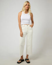 ALL ABOUT EVE CHARLIE HIGH RISE WIDE LEG JEAN VINTAGE WHITE WOMENS DENIM