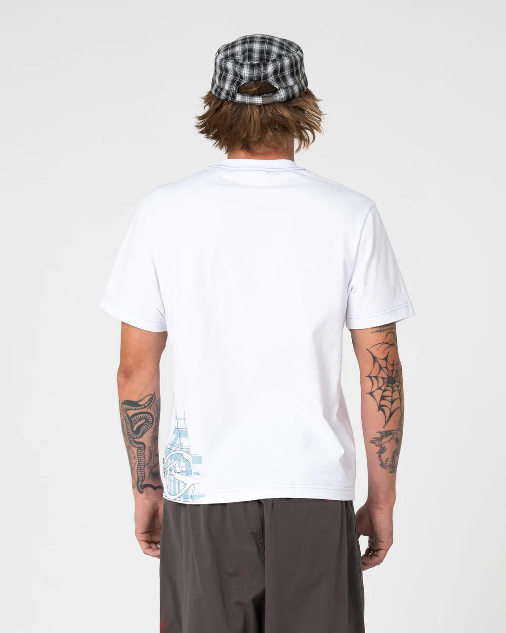 RUSTY CHECK WISE GRAPHIC SLIM TEE WHITE