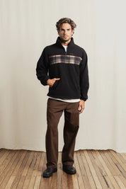 RHYTHM CHECKERED FLEECE QUARTER ZIP BLACK