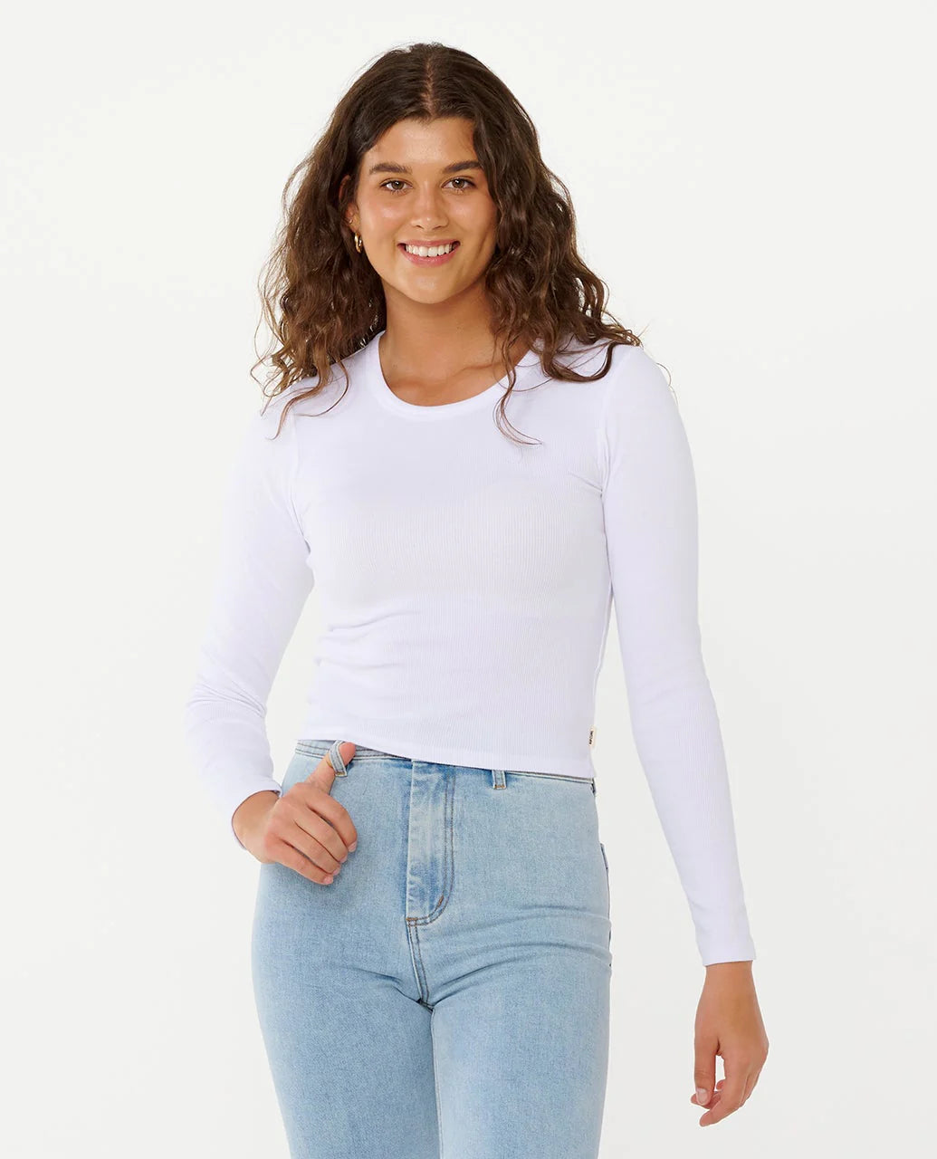 RIP CURL CLASSIC RIBBED LONG SLEEVE TEE OPTICAL WHITE