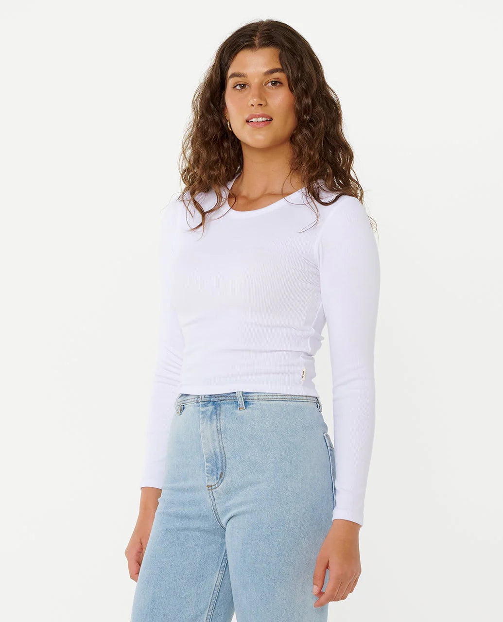 RIP CURL CLASSIC RIBBED LONG SLEEVE TEE OPTICAL WHITE