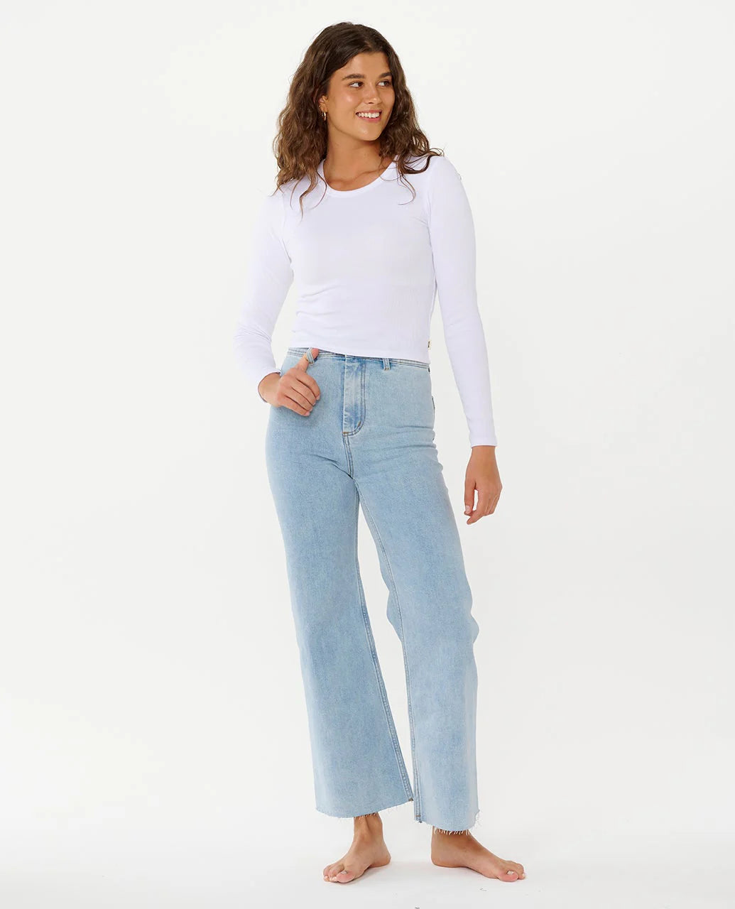 RIP CURL CLASSIC RIBBED LONG SLEEVE TEE OPTICAL WHITE