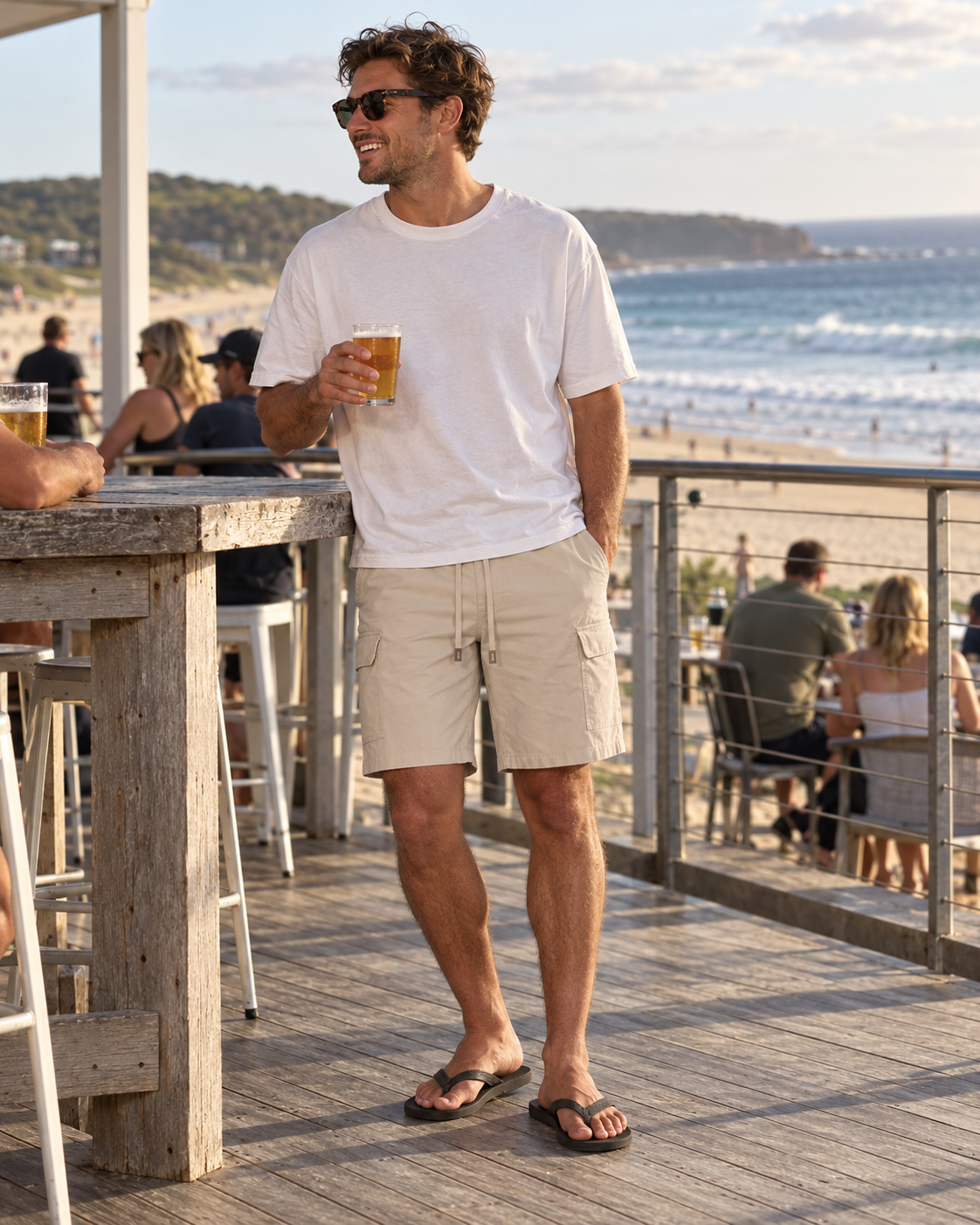 INDUSTRIE PLATOON COMBAT CARGO SHORTS - STONE 25