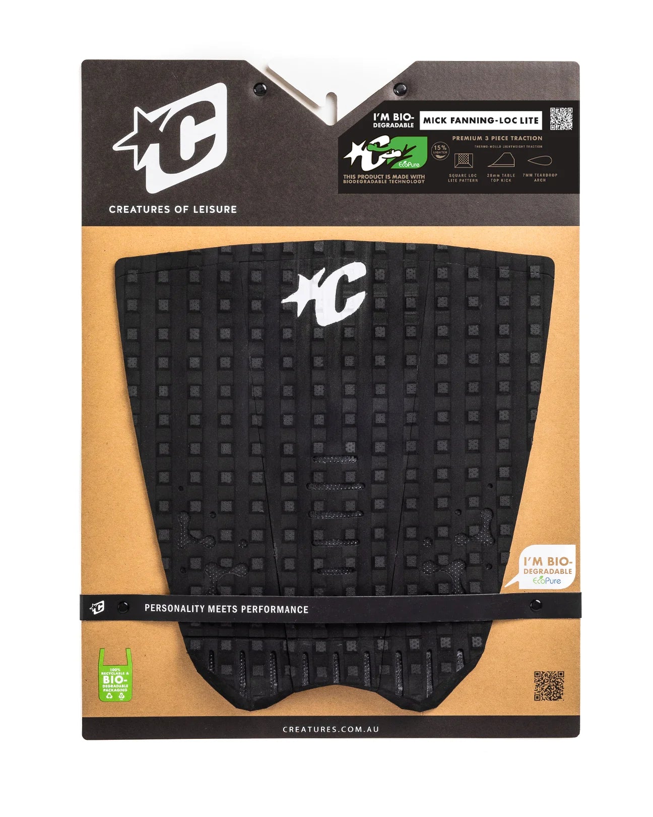 CREATURES OF LEISURE MICK FANNING LOC-LITE SIGNATURE ECOPURE TRACTION PAD – BLACK