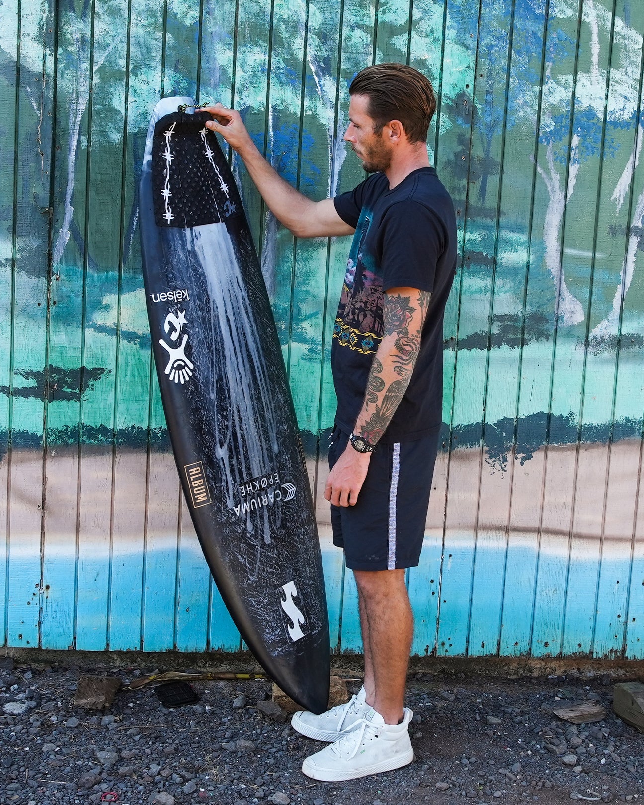 CREATURES OF LEISURE JACK FREESTONE LITE SIGNATURE ECOPURE ART SERIES TRACTION PAD BLACK BARBED WIRE