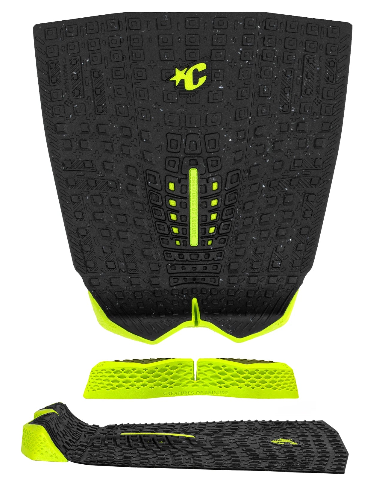 CREATURES OF LEISURE PROTO 1.4 SURFBOARD TRACTION PAD ECO BLACK SPECKLE LIME
