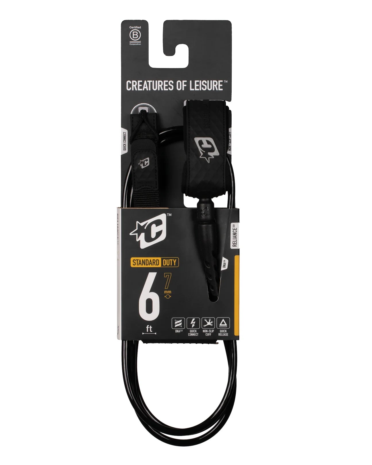 CREATURES OF LEISURE RELIANCE 2.0 STANDARD DUTY 6FT LEASH – BLACK SILVER