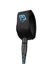 CREATURES OF LEISURE RELIANCE 2.0 LITE DUTY 5FT SURFBOARD LEASH - CYAN TWIST BLACK