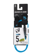 CREATURES OF LEISURE RELIANCE 2.0 LITE DUTY 5FT SURFBOARD LEASH - CYAN TWIST BLACK