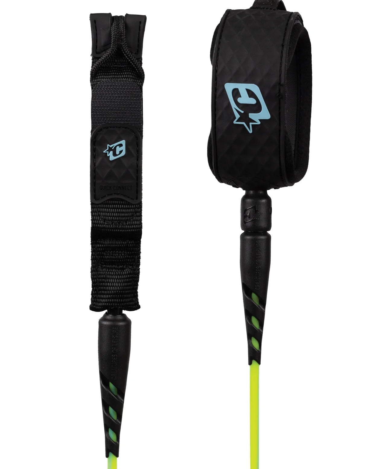 creatures-of-leisure-reliance-2-0-lite-duty-5ft-slim-cuff-leash-pine-lime-twist-black.webp