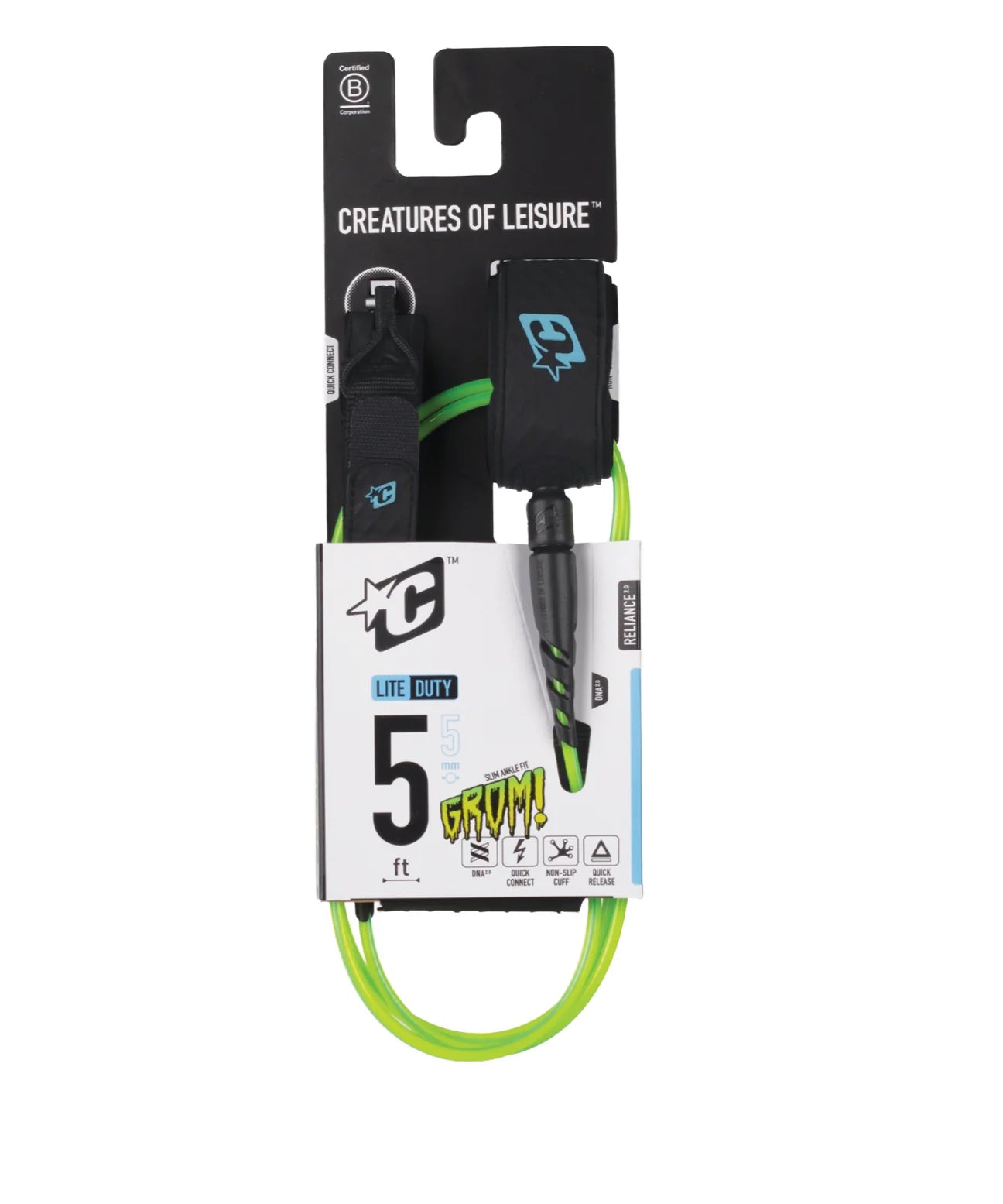 creatures-of-leisure-reliance-2-0-lite-duty-5ft-slim-cuff-leash-pine-lime-twist-black4.webp
