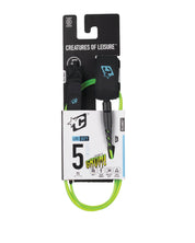 CREATURES OF LEISURE RELIANCE 2.0 LITE DUTY 5FT SLIM CUFF LEASH - PINE LIME TWIST BLACK