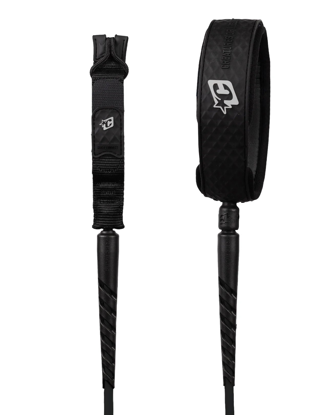 CREATURES OF LEISURE RELIANCE 2.0 LONGBOARD STANDARD DUTY 9FT KNEE LEASH - BLACK SILVER