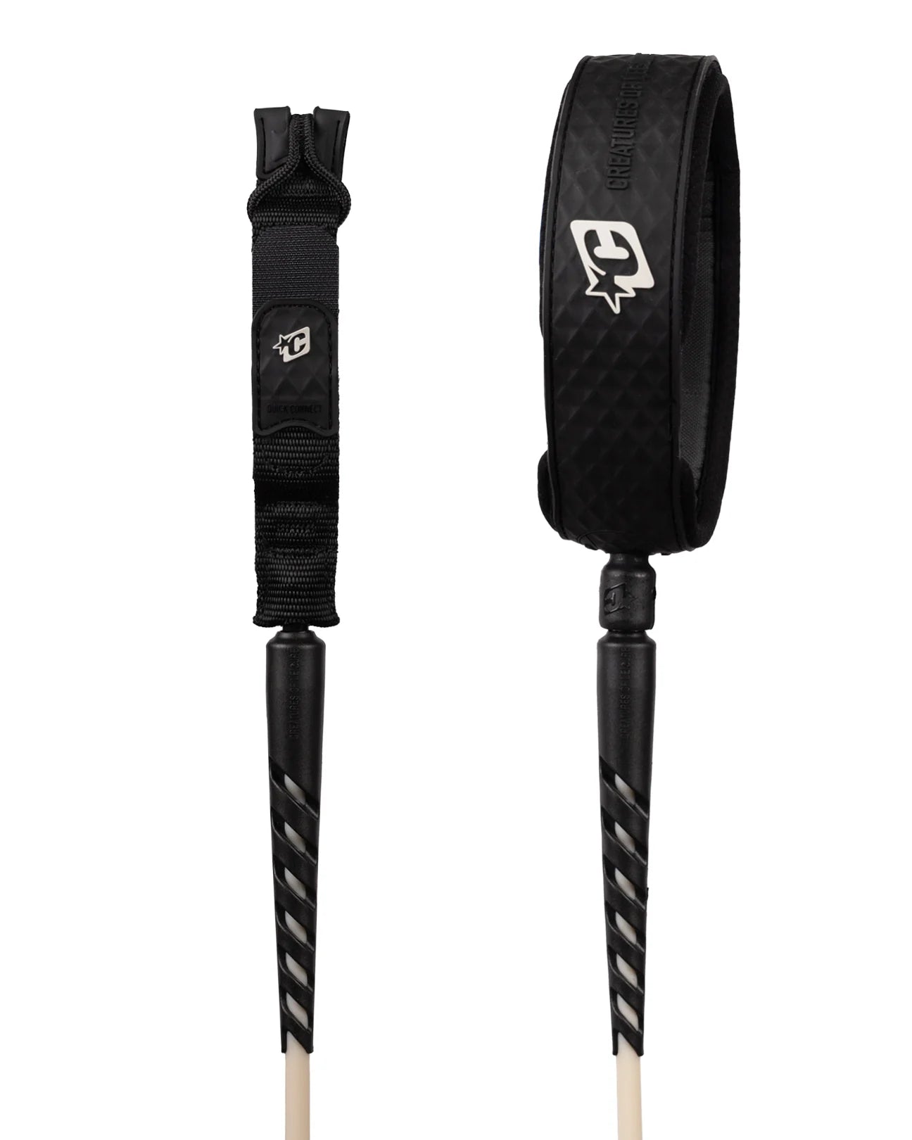 CREATURES OF LEISURE RELIANCE 2.0 LONGBOARD STANDARD DUTY 9FT KNEE LEASH - BLACK SILVER