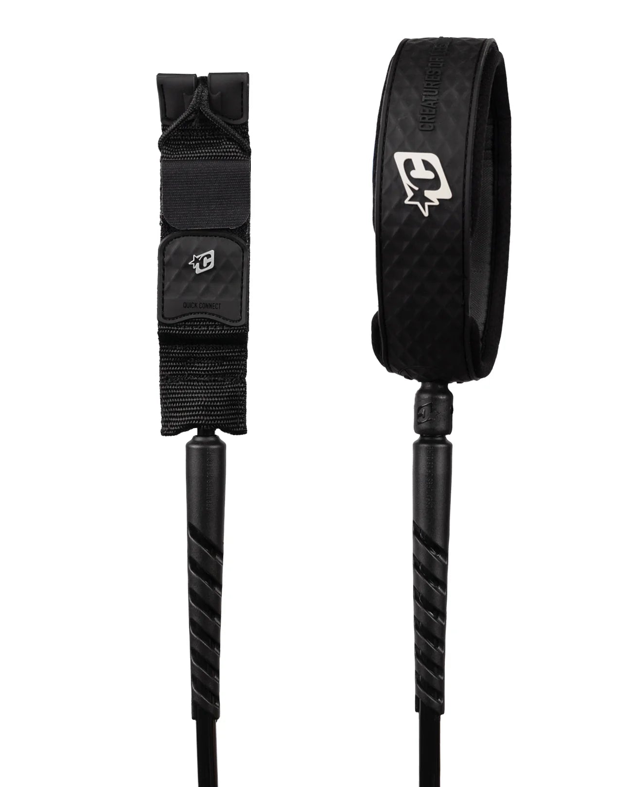 CREATURES OF LEISURE RELIANCE 2.0 LONGBOARD HEAVY DUTY 10FT KNEE LEASH - BLACK SILVER