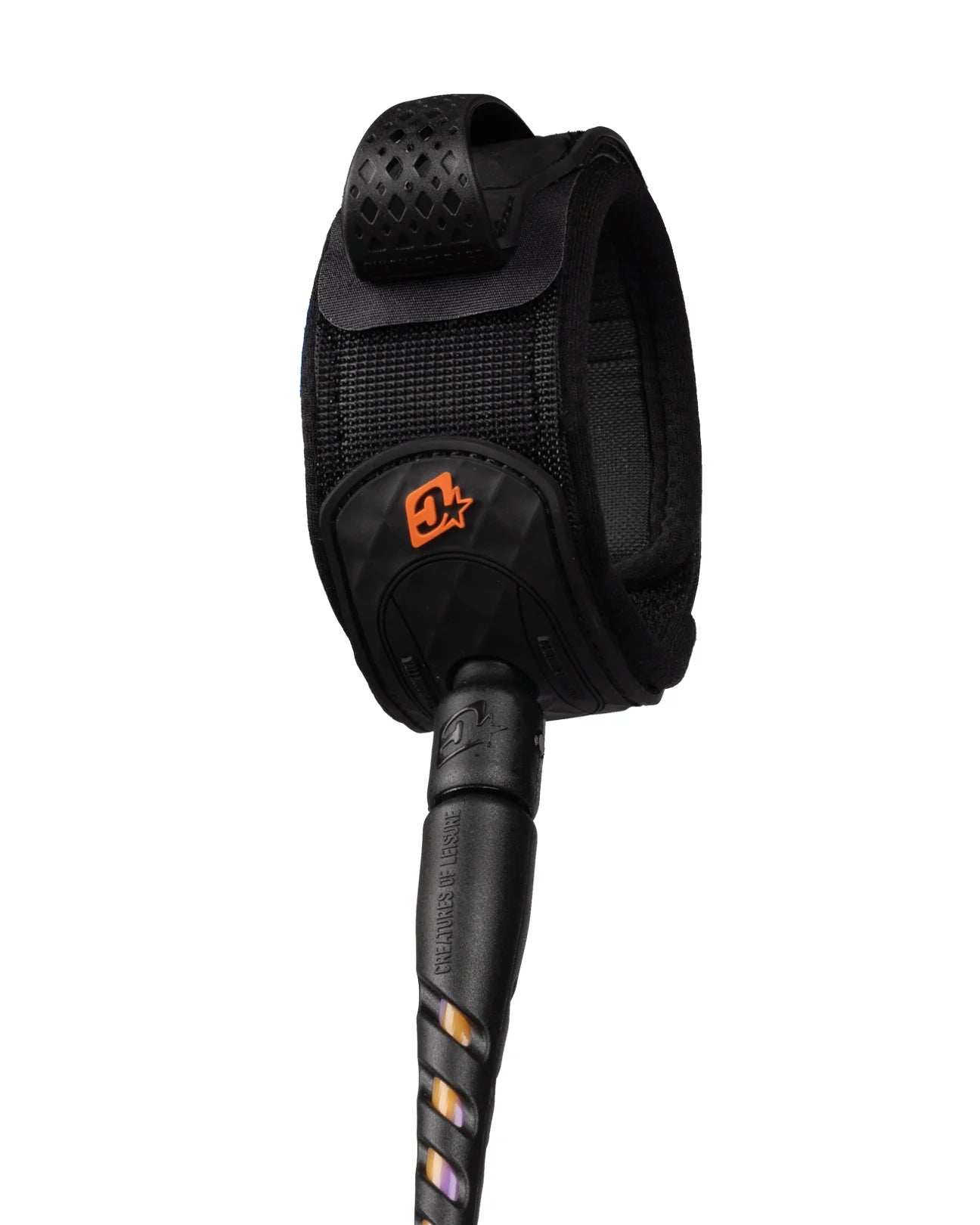 CREATURES OF LEISURE RELIANCE 2.0 STANDARD DUTY 6FT SURF LEASH HIGH-VIS PURPLE TWIST BLACK