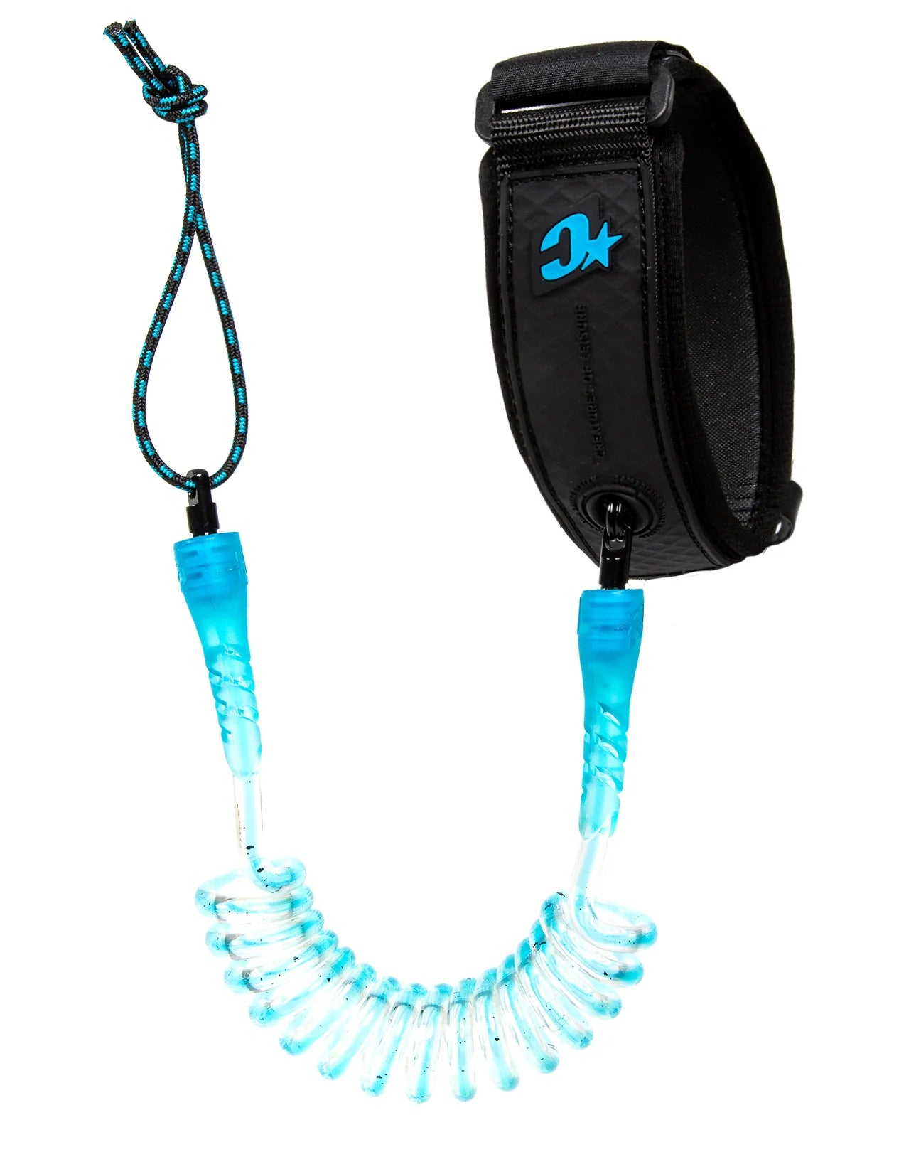 CREATURES OF LEISURE RELIANCE BICEP S BODYBOARD LEASH - CYAN TWIST BLACK