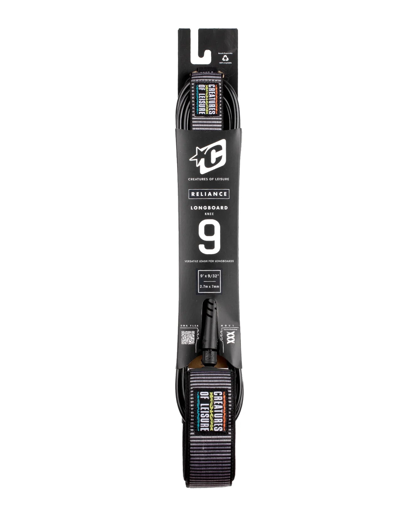 CREATURES OF LEISURE RELIANCE LONBOARD KNEE 9 HARDWEAR ART SERIES LEASH BLACK THORN