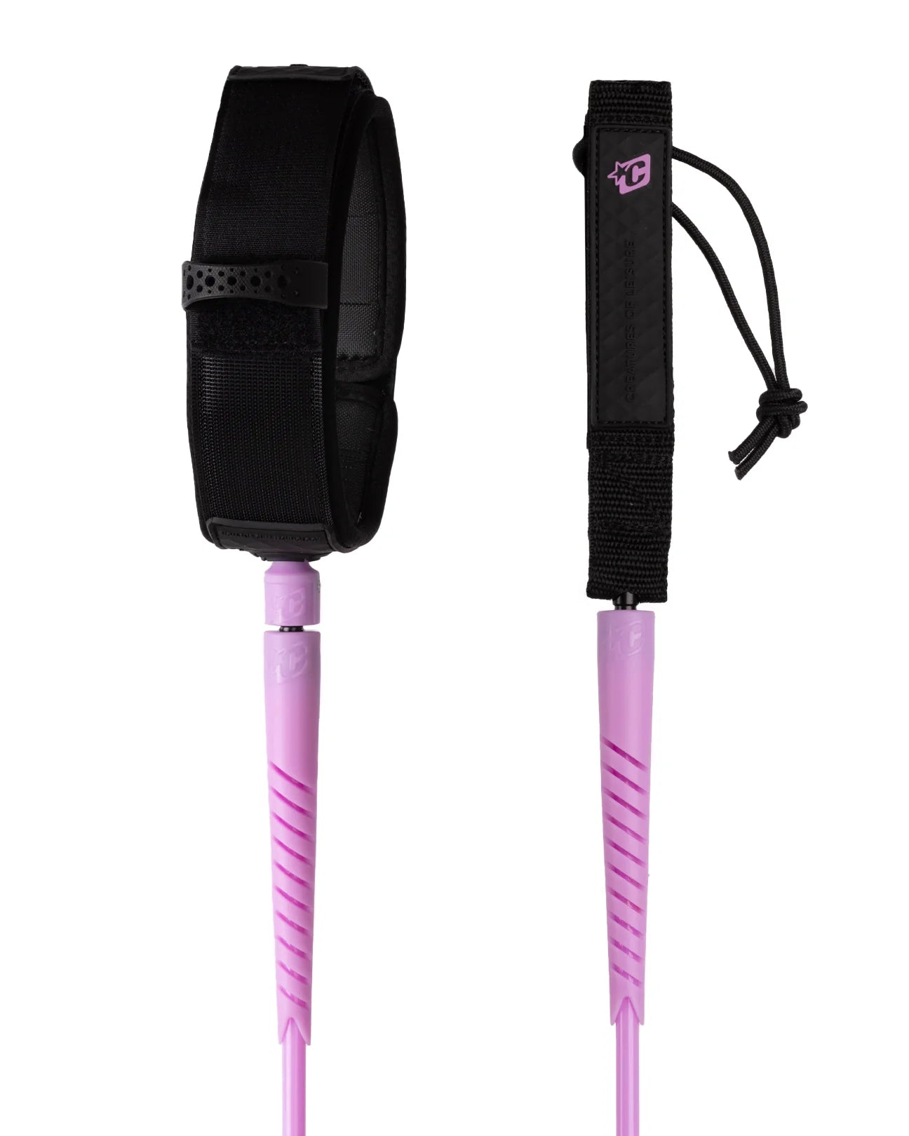 CREATURES OF LEISURE RELIANCE LONGBOARD KNEE LEASH 9FT SLIM FIT GUAVA BLACK