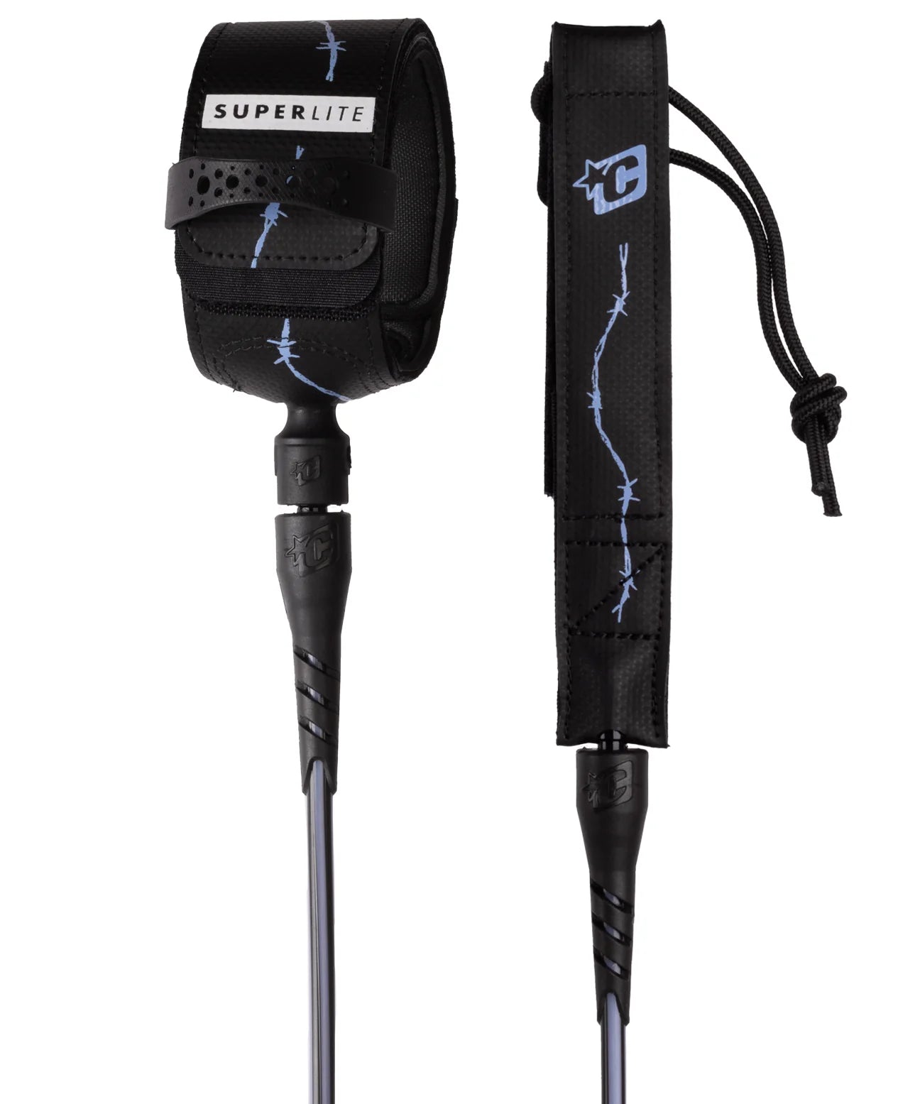 creatures-of-leisure-superlite-pro-6-art-series-surf-leash-black-purple-haze-barbed-wire1.webp