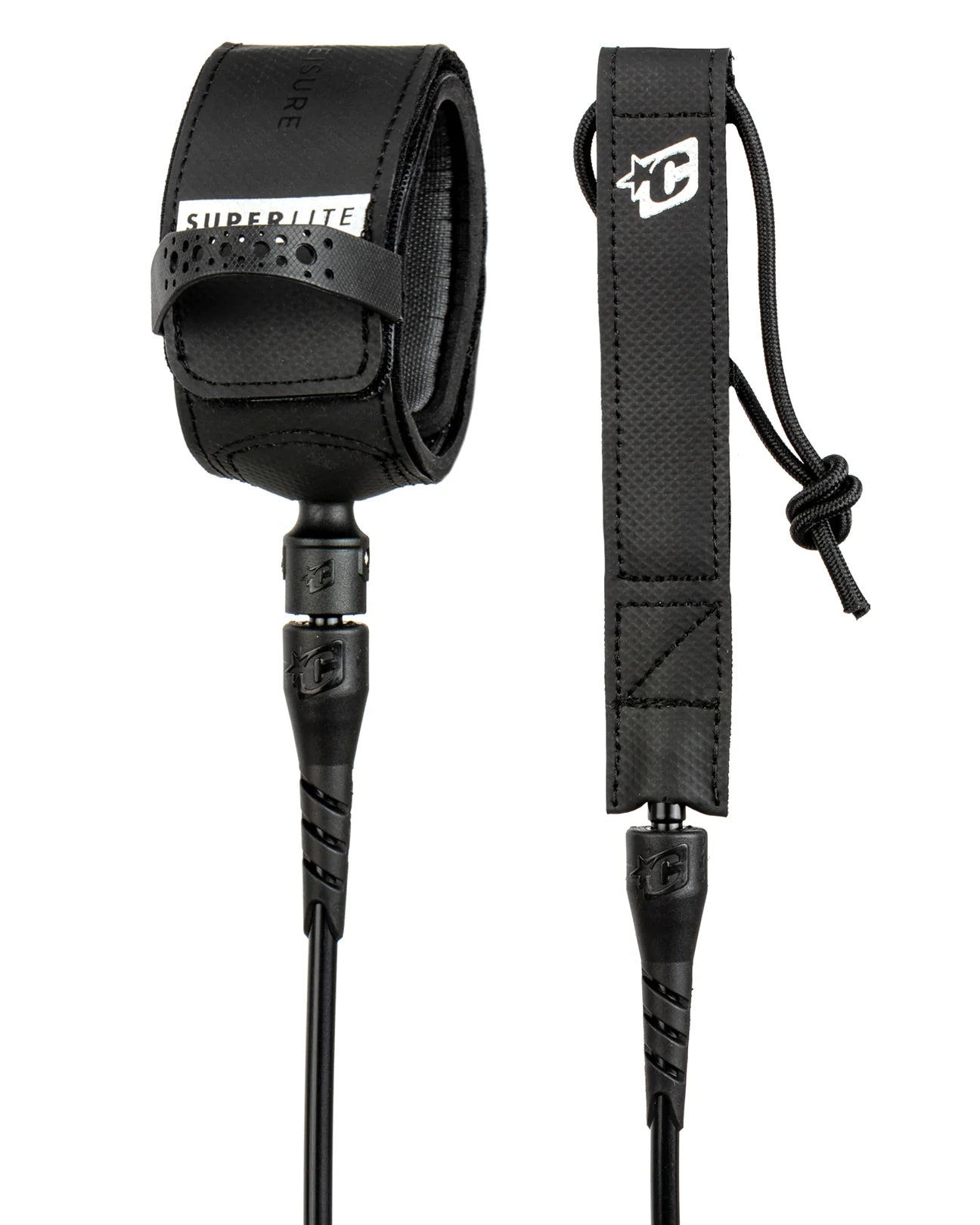 CREATURES OF LEISURE SUPERLITE PRO 6FT SURFBOARD LEASH BLACK SILVER