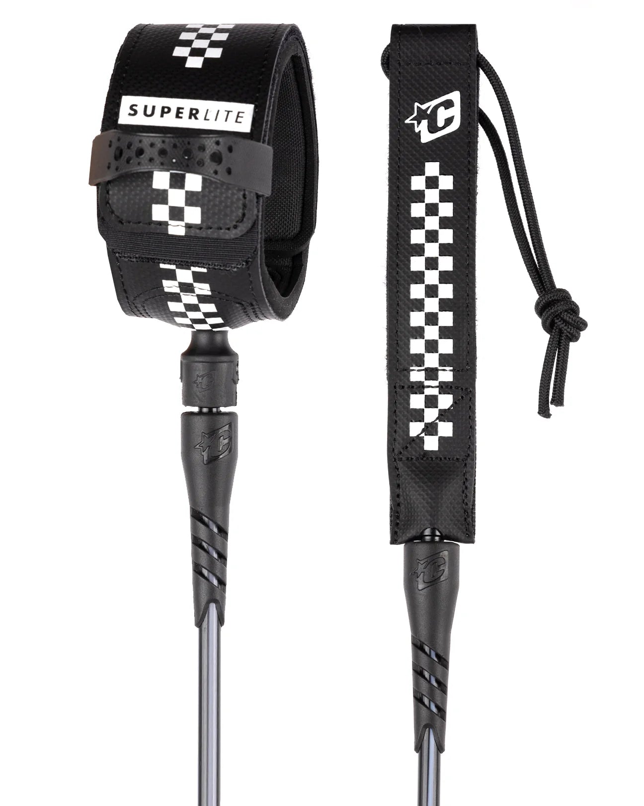 CREATURES OF LEISURE SUPERLITE PRO 6 ART SERIES LEASH – BLACK WHITE CHEX
