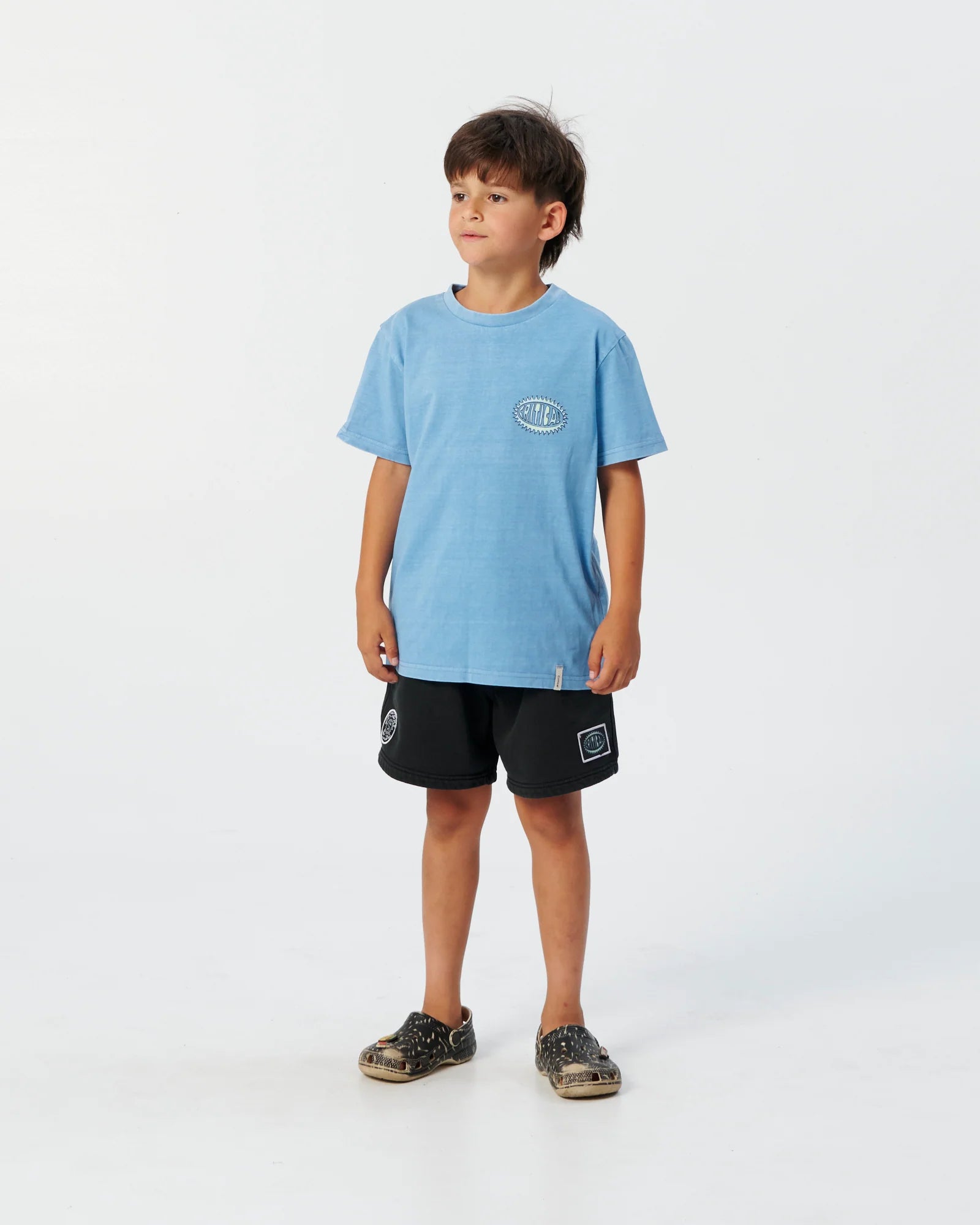 THE CRITICAL SLIDE BLADE KIDS TEE 230GSM COTTON T SHIRT POWDER BLUE