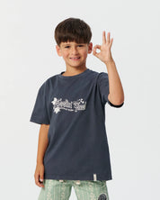 THE CRITICAL SLIDE FEELIN FINE KIDS TEE 230GSM COTTON T SHIRT WORKER BLUE