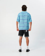 THE CRITICAL SLIDE MYTH LINEN RESORT SHIRT ARTIST COLLAB GERRY WEDD BLUE