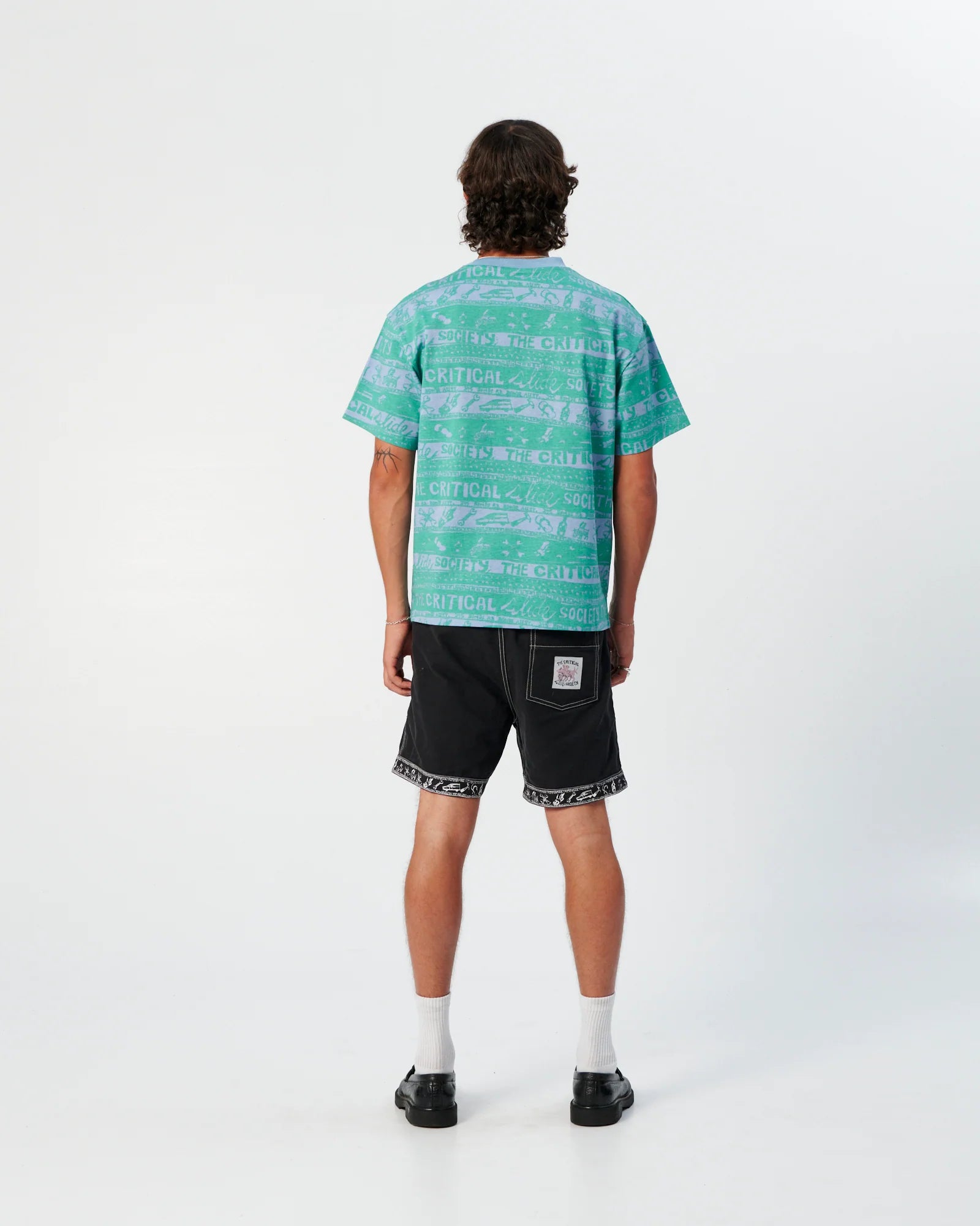 THE CRITICAL SLIDE WEDD STRIPE TEE ARTIST COLLAB COTTON T SHIRT BLUE