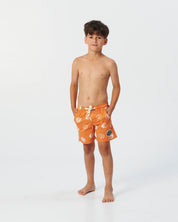 THE CRITICAL SLIDE YING YANG KIDS ELASTIC WAIST BOARD SHORT TERRACOTTA