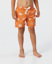 THE CRITICAL SLIDE YING YANG KIDS ELASTIC WAIST BOARD SHORT TERRACOTTA