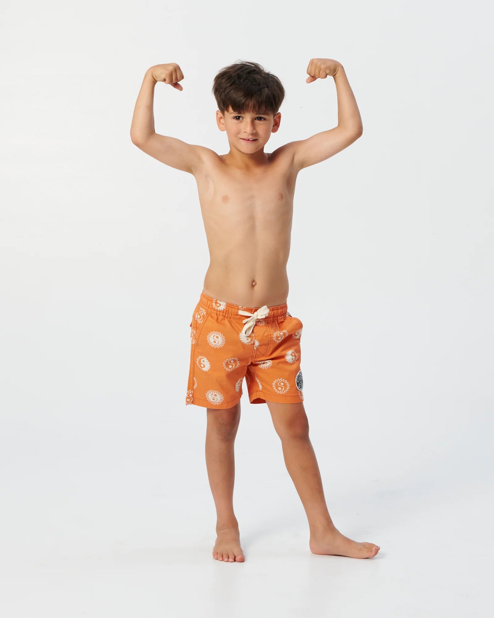 THE CRITICAL SLIDE YING YANG KIDS ELASTIC WAIST BOARD SHORT TERRACOTTA