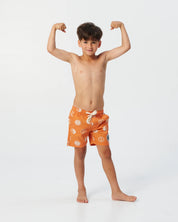 THE CRITICAL SLIDE YING YANG KIDS ELASTIC WAIST BOARD SHORT TERRACOTTA