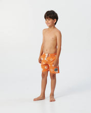 THE CRITICAL SLIDE YING YANG KIDS ELASTIC WAIST BOARD SHORT TERRACOTTA