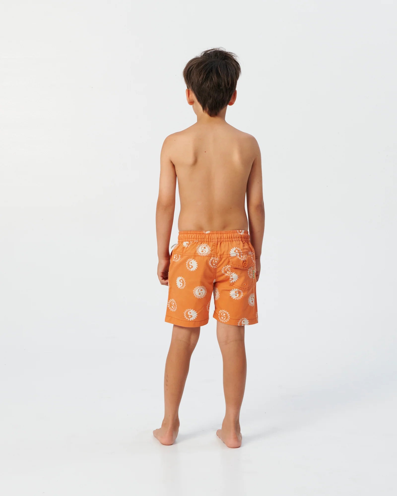 THE CRITICAL SLIDE YING YANG KIDS ELASTIC WAIST BOARD SHORT TERRACOTTA
