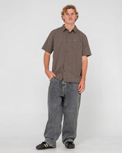 RUSTY DATSUN CHECK SHIRT MENS PLAID SURF STREET BUTTON UP JAVA