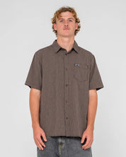 RUSTY DATSUN CHECK SHIRT MENS PLAID SURF STREET BUTTON UP JAVA