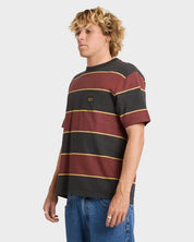 RVCA DAYSHIFT STRIPE MENS T SHIRT PIRATE BLACK SURF SKATE TEE