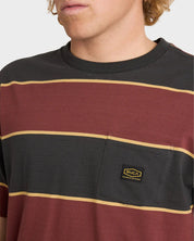 RVCA DAYSHIFT STRIPE MENS T SHIRT PIRATE BLACK SURF SKATE TEE