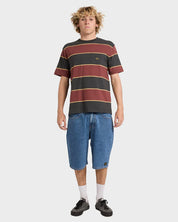 RVCA DAYSHIFT STRIPE MENS T SHIRT PIRATE BLACK SURF SKATE TEE