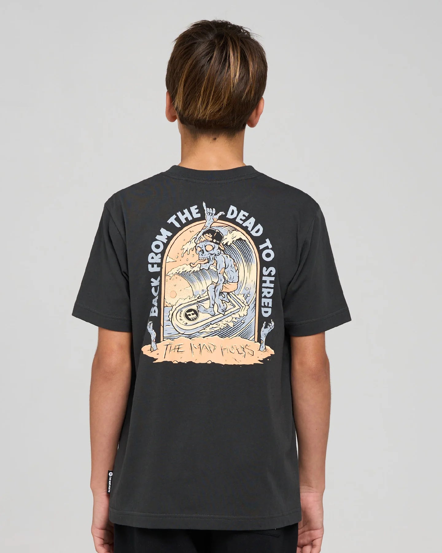 THE MAD HUEYS DEAD SHRED YOUTH SS TEE KIDS COTTON T SHIRT VINTAGE BLACK