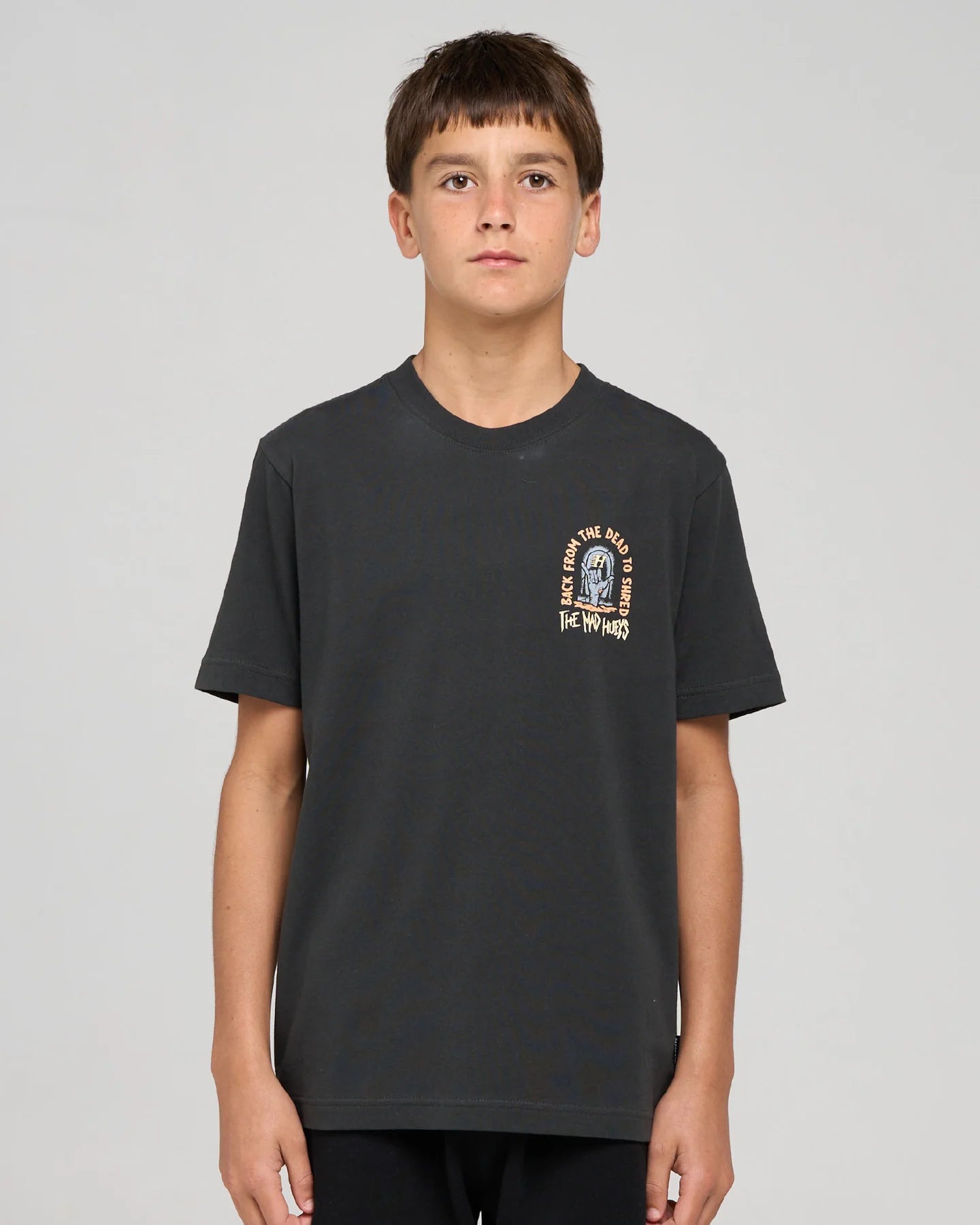 THE MAD HUEYS DEAD SHRED YOUTH SS TEE KIDS COTTON T SHIRT VINTAGE BLACK